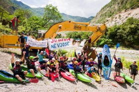 Day 32: Protest on the river Bence, Albania. Luckily, this construction site has been on hold.